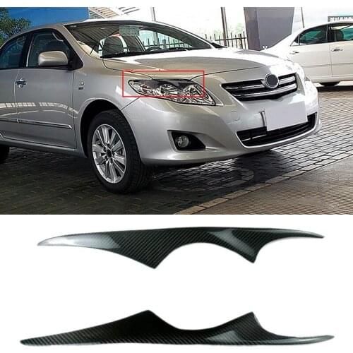 NEW-Car Front Headlight Lamp Eyebrows Eyelids Moulding Cover Trims Carbon Fiber for Toyota Corolla 2003-2008