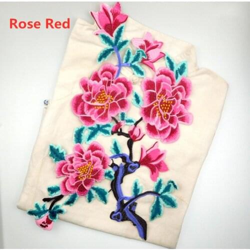 New Embroidered Cloth Stickers Cheongsam Dress Costumes Decorative Decals Embroidered Large Peony Flower Stickers