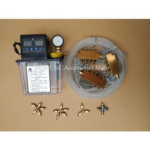 Full set 1.5L 220V/110V AC Electric Auto Lubrication Pump CNC Router Automatic Oil Pump with Pressure gauage