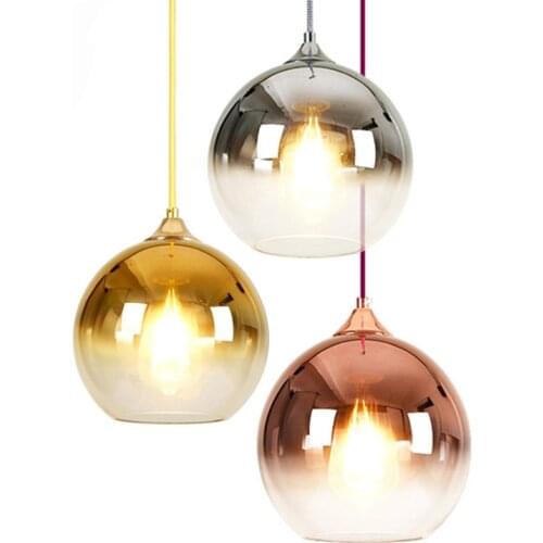 Dia 20cm Plating Ball Glass Pendant Lights Modern Pendant Lamp Hanging Lamp For Dining Room Living Room Luminaire Suspension E27