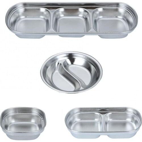 Stainless Steel Plate Sauce Snack Container Multi-grid Kitchen Seasoning Dish