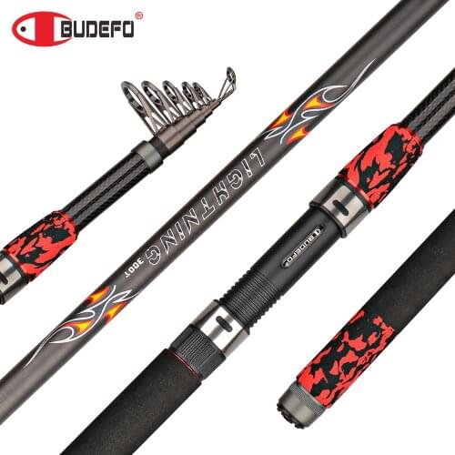 BUDEFO LIGHTNING Telescopic Carp Fishing Rod 2.1 2.4 2.7 3.0 3.6M Carbon Travel Easy To Carry Action 60g Surf Spinning Se