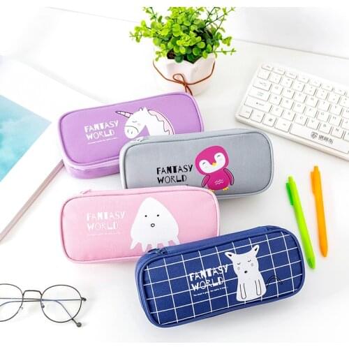 12 Pcs Cartoon Fabric Pencil Case Cute Animal Pencil Bag Pen Cases Kawaii Bags School Supplies Korea Stationery Box Pencil Pouch