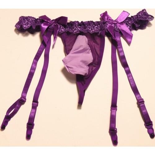 Sexy Panties Lace Sissy G String U Pouch tanga hombre Erotic Transparent Panties With Penis Sheath COCKRING Men Thong Plus Size