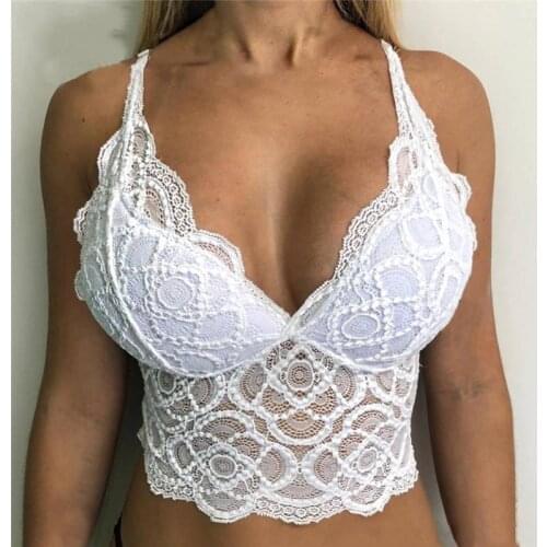 Crop Tops Lingerie Women Sexy Bralette Seamless Corset Lace Flowers Bralette Bralet Push Up Bra Tank Camis Underwear Bustier Top