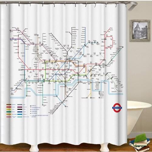 Subway Map Print Shower Curtain Bathroom Decor Waterproof Fabric Bath Curtains With Hooks 5 Pattern