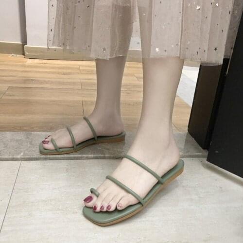 2021 Summer New Style Flat Slippers Womens Slip-on Toe With Outer Wear Sandals And Slippers Fashion Womens Shoes