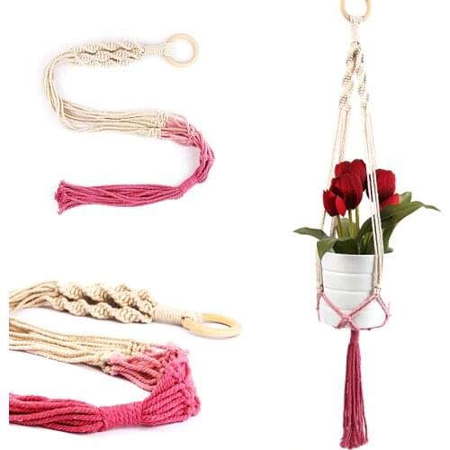 1PC Macrame Plants Hanger Hook 4 Legs Retro Flower Pot Hanging Rope Holder String Home Garden Balcony Decoration Wall Art