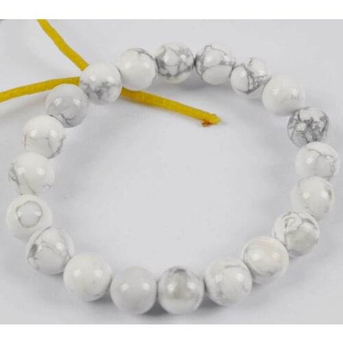 10MM White Howlite Round Beads Bracelet Bangle Stretch Jewelry 8 Inch G246