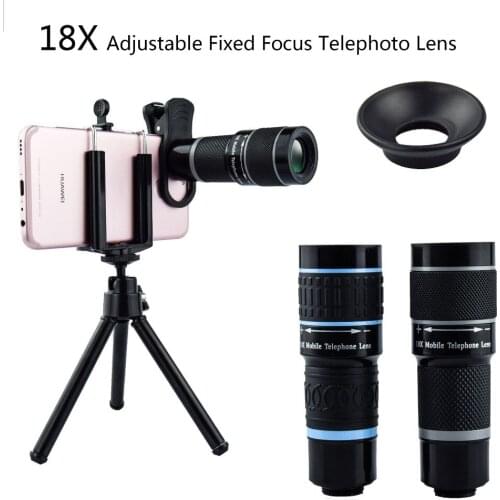 18X Telescope Zoom Mobile Phone Lens for iPhone 7 Plus Samsung Smartphones Universal clip Telefon Camera Lens with tripod Stand