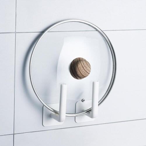 2Pcs Wall Mounted Kitchen Pod Lid Bathroom Toilet Paper Hooks Storage Holder Living Room Self-standing Storage Rack