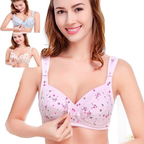 2017 maternity Cotton Maternity Front Button Nursing Bra Breastfeeding Bra Flora Print