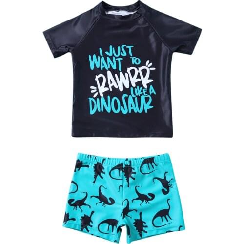 2021 Summer Kids Clothes Toddler Kids Baby Boys Cartoon Letter Print Swimwear Swimsuit Summer Outfits Set Boys Summer Clothes