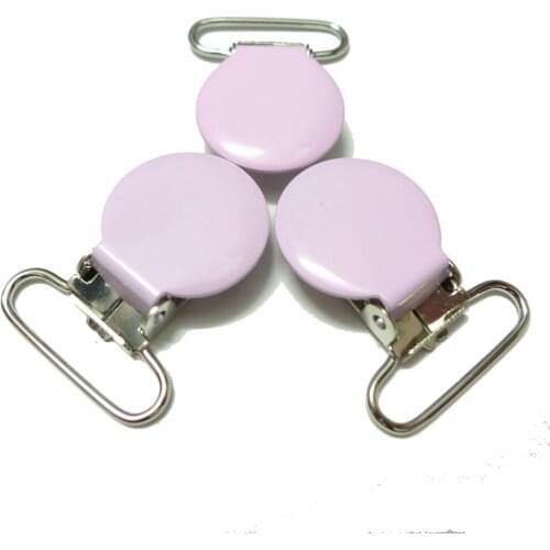 25pcs 1'' 25mm #23 Light Pink Colored Enamel Round Shaped Suspender Clips