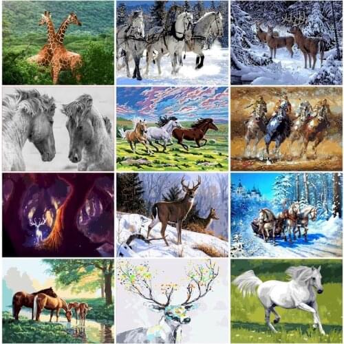 40x50cm Frame Diy Oil Painting By Numbers Animals Coloring By Numbers Horse Drawing On Canvas HandPainted Home Decor Set Gift