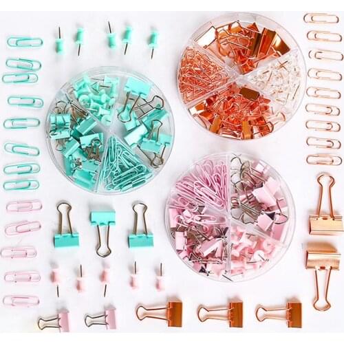 72/25/160/box Rose Gold Metal Clip Large-headed Binder Clips Office Binding Supplies Combination Set Delicate Stationery