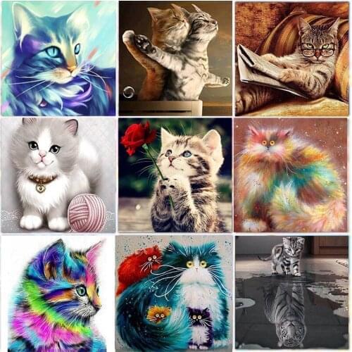 5D DIY Diamond Painting Full Square Cat Rhinestones Pictures Animals Diamond Embroidery Diamond Mosaic Sale Cartoon Beadwork