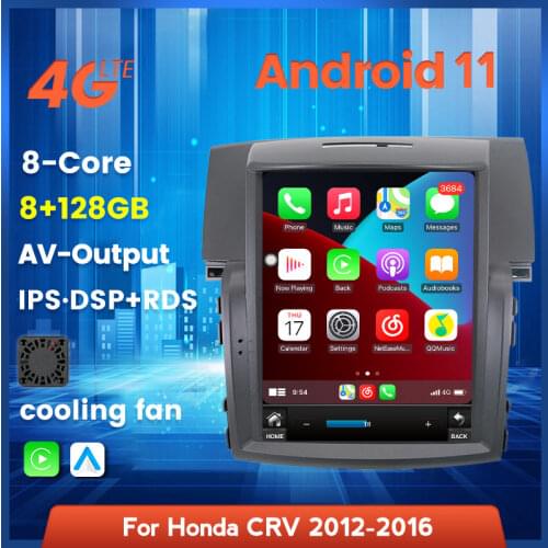Android 11 IPS Tesla Car Radio For Honda CRV CR-V 4 2012-2016 Screen WIFI 4G LTE Navigation Headunit Built-in Carplay RDS FM
