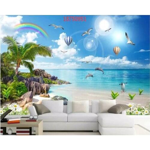 Beibehang Angepasst moderne neue meerblick sunset kokospalme strand landschaft TV hintergrund papel de parede tapete