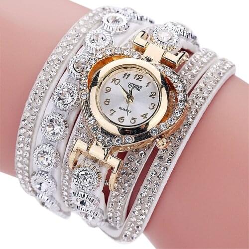 CCQ Vintage Rhinestone Dial Analog Quartz Watch Fashion Bracelet Wristwatch Montre Femme Relogio Feminino Drop Shipping