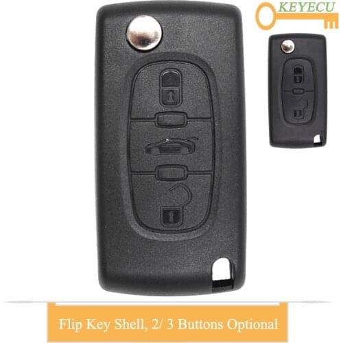 KEYECU Flip Remote Control Car Key Case Shell for Peugeot 206 307 308 207 407 408 for Citroen C2 C3 C4 C5 C6 C8, Fob 2 3 Buttons