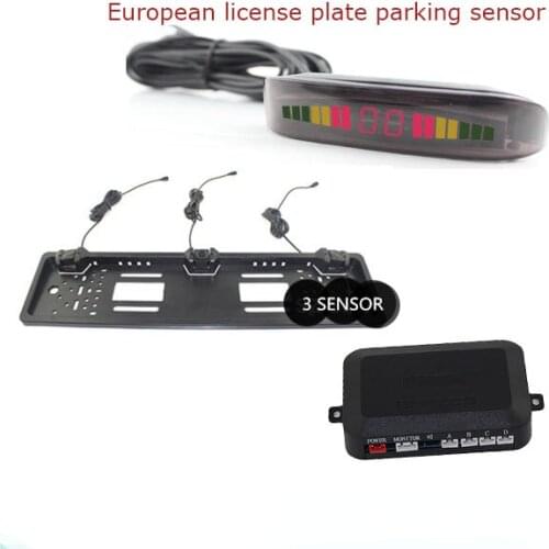 License Plate Rear View Sensor Parking 3 Sensor on Plate Frame for European Universal car 12V with LED Display Parking Sensor