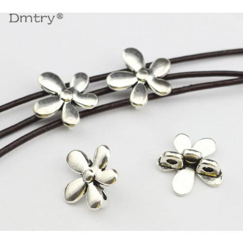 Dmtry 5pcs Handmade DIY Jewelry Findings Lucky Flowers Ancient Silver Connectors For Making Jewelry Alloy Parts New LC0021