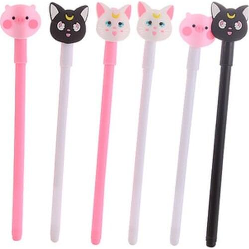 Cat Gel Pens 0.5mm Kawaii Stationery Novelty Cartoon Cute Pen Stationery Pens Student Writing Gel Pen Kawaii School Supplies