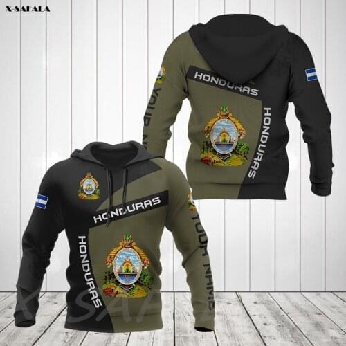 HONDURAS COAT OF ARMS SPORT Country Flag 3D Printed Man Female Zipper HOODIE Pullover Sweatshirt Hooded Jersey Tracksuits