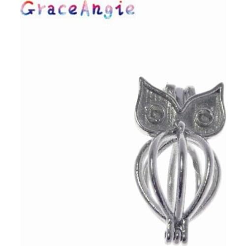GraceAngie Beads Cage Locket Can Be Opened Phase Box Pendant Necklace DIY Jewelry Accessories Hollow Owl Animal Anniversary