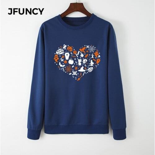 JFUNCY Man Women Pullovers Ovesize Sweatshirt Hoodies 2020 Halloween Elements Autumn Tops Harajuku Printed Female Hoody