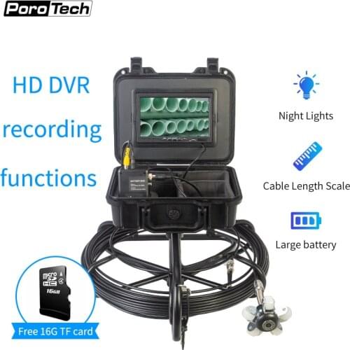 WP7600A Pipe Inspection Camera 50M/165ft Sewer Camera Pipeline Drain Industrial Endoscope Snake Video System with 7 Monitor