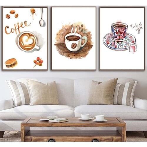 Coffee Cup Pictures Wall Art Modular Canvas Poster Modern Restaurant Kitchen Wall Art Poster Unframed