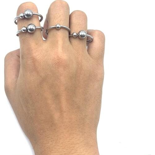 Stainless Steel Ring Titanium Jewelry Ball Bead Rings Fit All sizes Ring New Style Charm Men Women Punk Jewelry