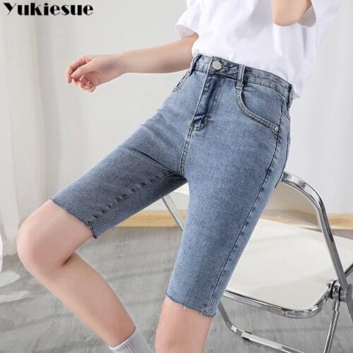 High Waist Short Jeans Bermuda Shorts For Women 2021 Summer Denim Capris Black Loose Casual Jeans Short Womens Denim Shorts