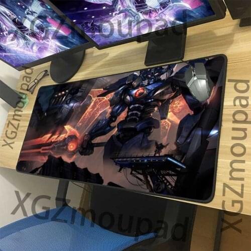 XGZ Customized Large Gaming Mouse Pad Black Lock Edge Anime Cool Metal Robot Computer Desk Mat Non-slip for Lol Dota Gamer Xxl