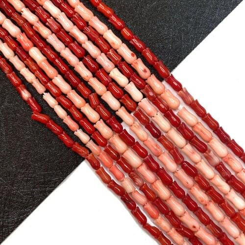 Red Coral Beads 5x8mm Flower Shape Coral Beads for Handmade DIY Fashion Necklace Bracelet Accessories, Length 15 Inches