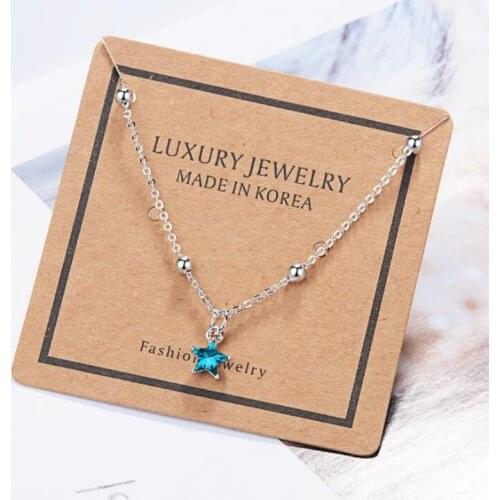 Creative Fashion Beautiful Exquisite 925 Sterling Silver Jewelry Blue Pentagram Star Simple Crystal Gift Bracelets SB110