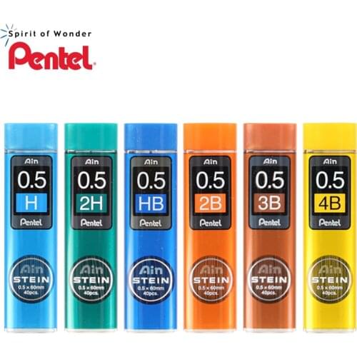 5 tubes/lot (40pcs/tube) Pentel 0.5mm Mechanical pencil refills B,2B,3B,4B,H,2H,HB pencil leads for school & office stationery