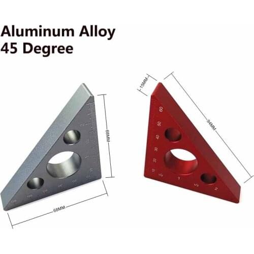 1Pcs Carpenters Workshop Aluminum Alloy 45 Degree Inch Metric Angle Ruler Triangle Woodworking Multifunction Tool
