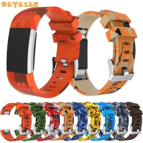 Fashion Printed Silicone Pattern Wristband For Fitbit Charge 2 Watch Replacement Adjustable Colorful Strap Bracelet Accessories
