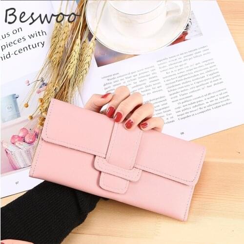 Fashion Womens Wallet PU Leather Solid Color Hasp Long Coin Purse Mobile Phone Bag Wallet Simple Clutch Handbags for Women