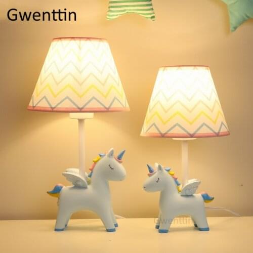 Cartoon Unicorn Pink Lamp Table Lamps for Living Room Bedside Modern Led Beds Stand Desk Light Fixtures Art Deco Birthday Gift