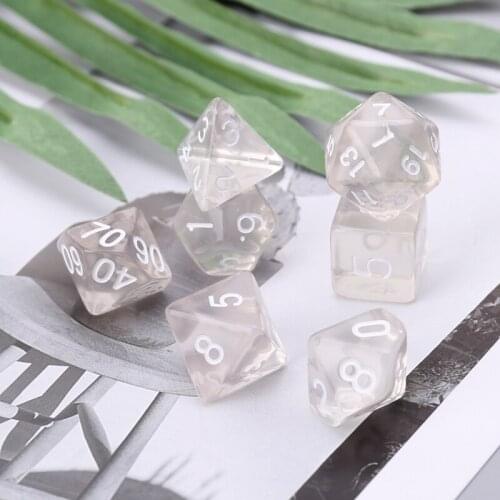 Set Of 7 Sided Polyhedral Dice For D4-D20 Clear Multi Sides Dice for Board Game