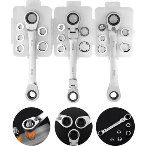 7 in 1 Double Head Reversible Ratchet Combination Spanner Set Maintenance Mechanic Universal Socket Wrench Tool Ratchet Wrench