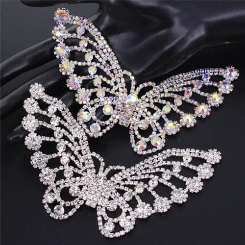 Rhinestone Patches Iron/Sew on Butterfly Appliques Clothing Sticker Decorative Beads Crystal Rhinestone Badges Patch for Clothes