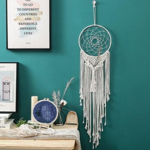 Wall Hanging Dreamcatcher Tapestry White Handmade Feather Wind chimes Wedding Art For Home Decor Car Hanging Decoration New