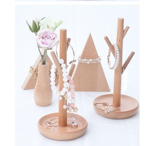 Unfinished Wooden Tree Earrings Neckalce Jewelry Display Stand Rack Holder for Home Shop Decor