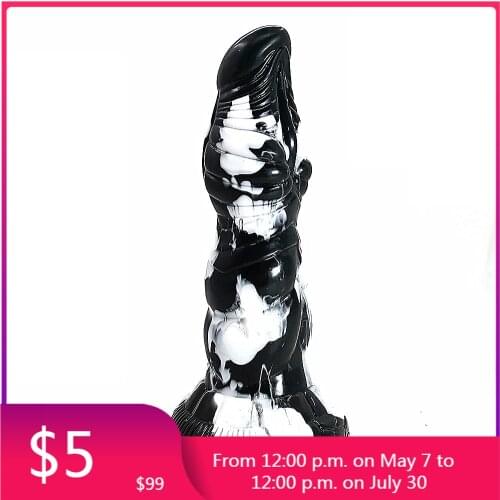 FAAK New Liquid Silicone Simulation Penis Dildo Masturbation Device Dog Cock Anal Plug Thick Penis Couple Sex Toy 22*6cm