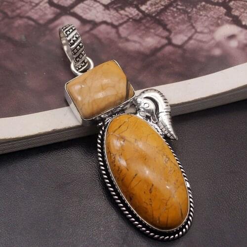 Hermosa Trendy Charming Natural OceanJasper Fashion Jewelry Necklace Pendant 2 3/4 INCH A257